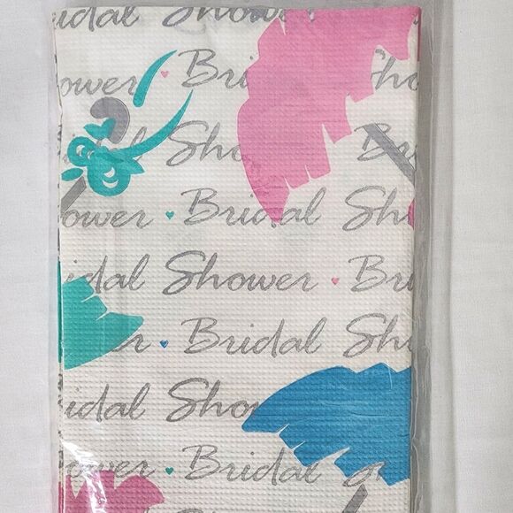 Vintage Paper Art Extra Large Table Cover Bridal Shower 54x102" Paper Tablecloth - Picture 3 of 4